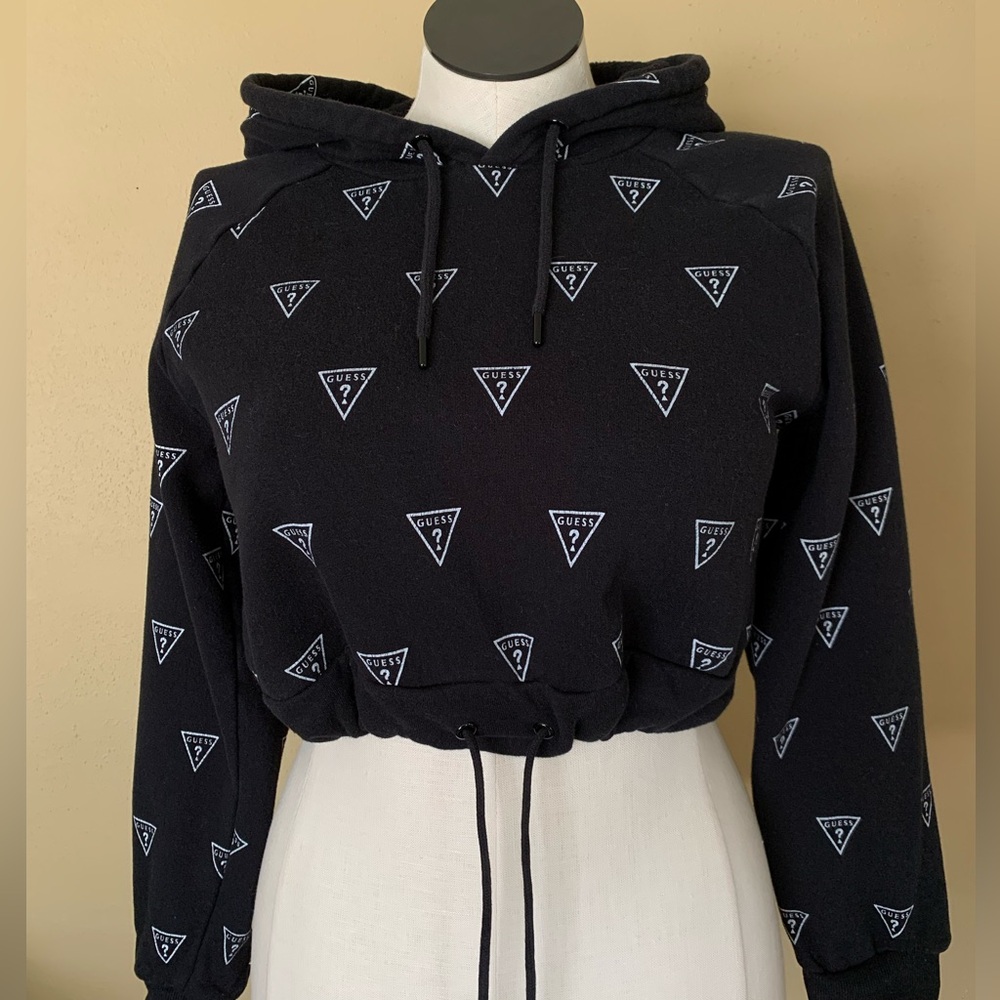 Guess Logo Cropped Hoodie